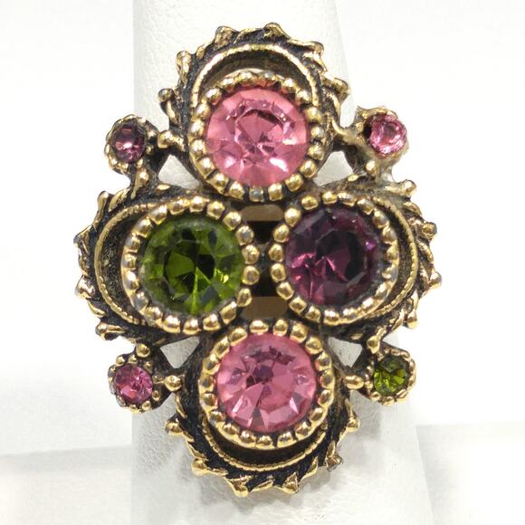 Sarah Coventry "Austrian Lites" Ring, Crystal Rhinestones, Size 8, 1970s - Picture 2 of 10
